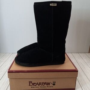 BearPaw Black Eva Tall Winter Sheepskin Lined Boots
